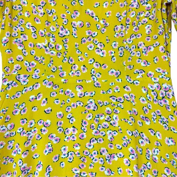 Nicholas Danni Floral Tie Front Yellow Mini Dress Baloon Sleeves Prairie size 8 - Picture 11 of 11